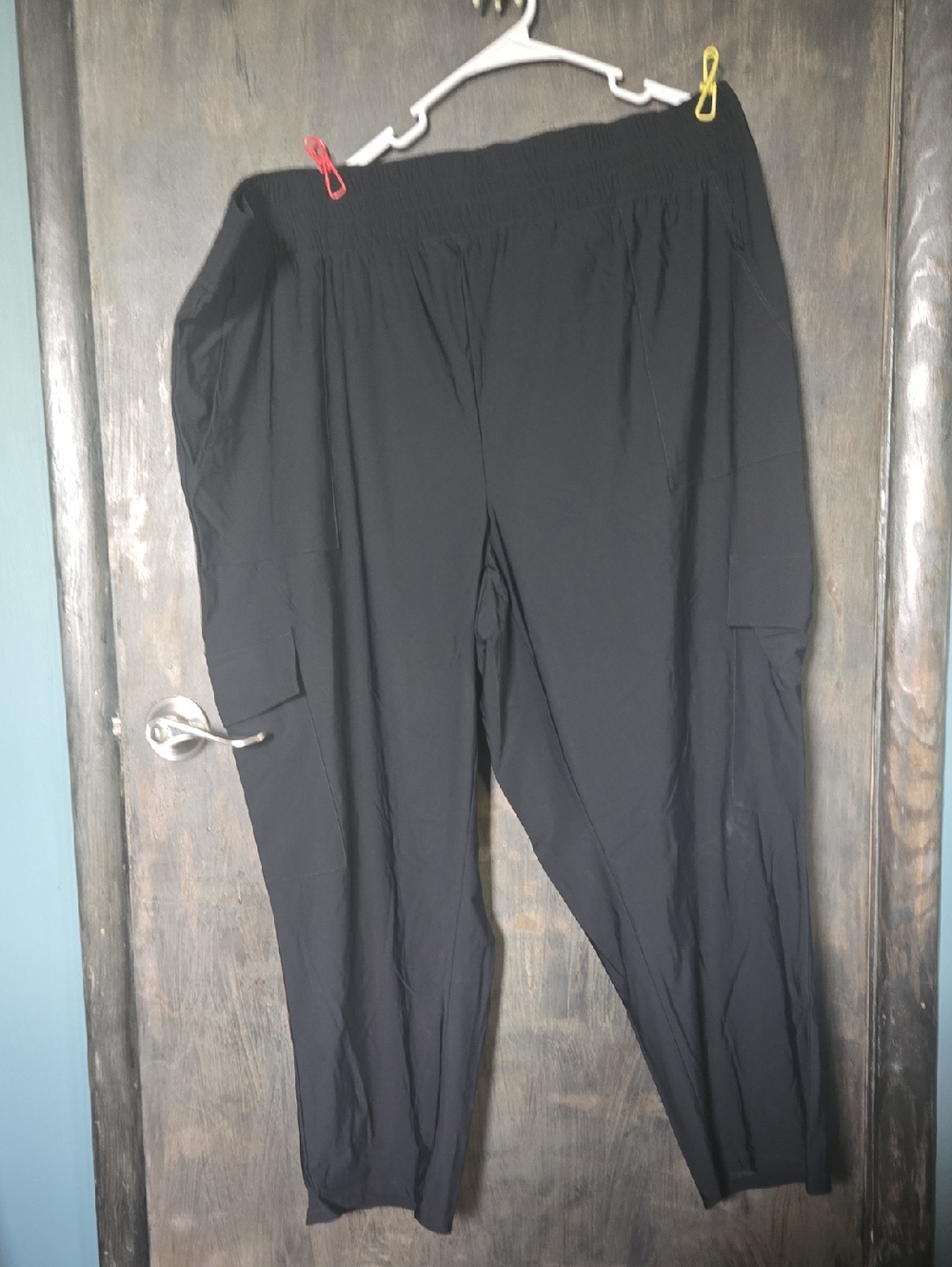Black Elastic Waist Cargo Pants